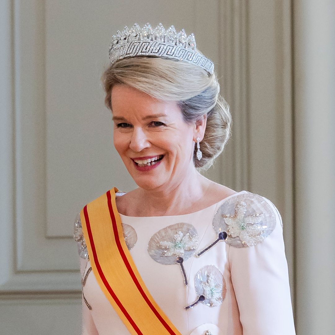 Queen Mathilde transforms from elegant pink daytime look to full royal glamour in historic Diamond Empire Tiara