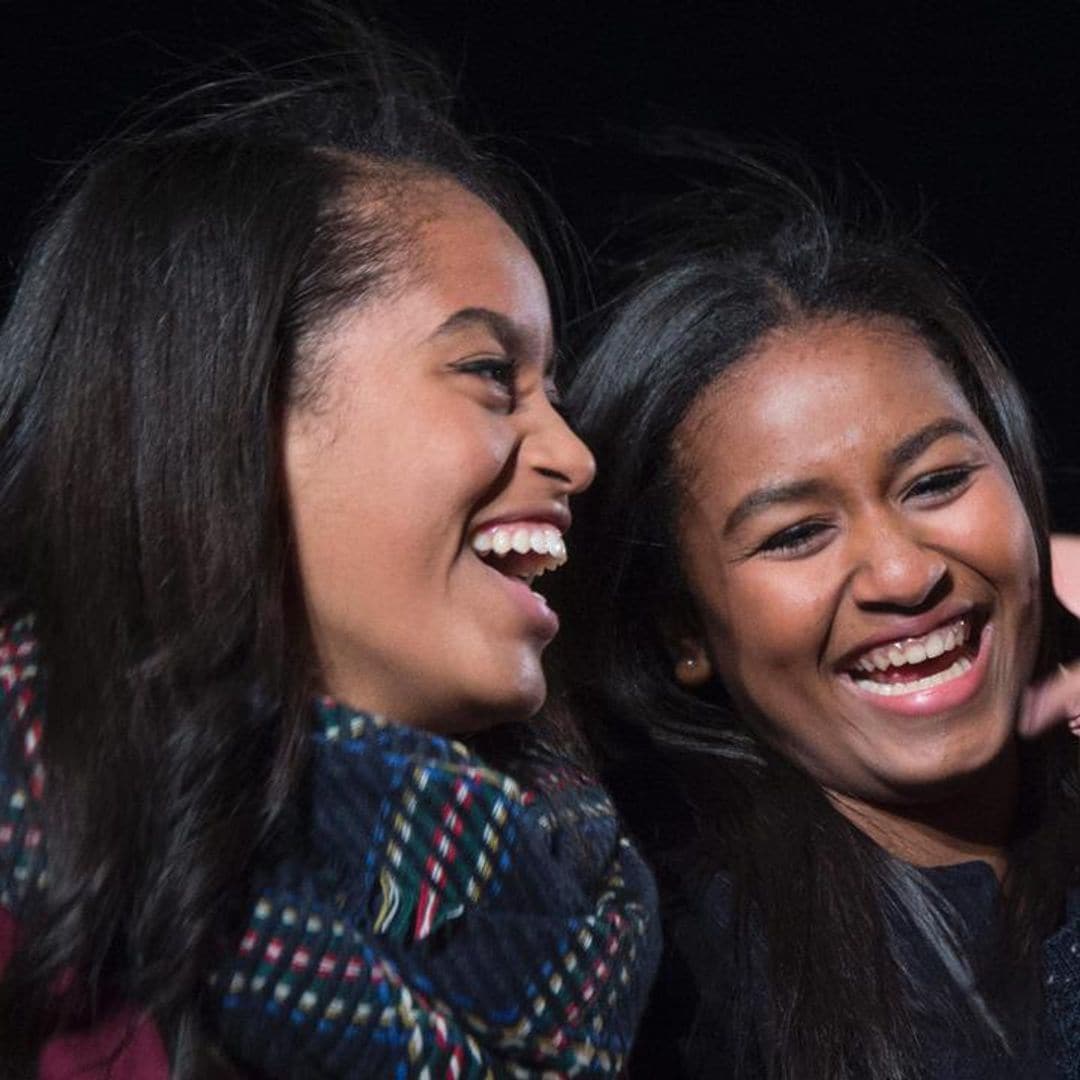 Sasha and Malia Obama show their happy dance at LAX after reuniting