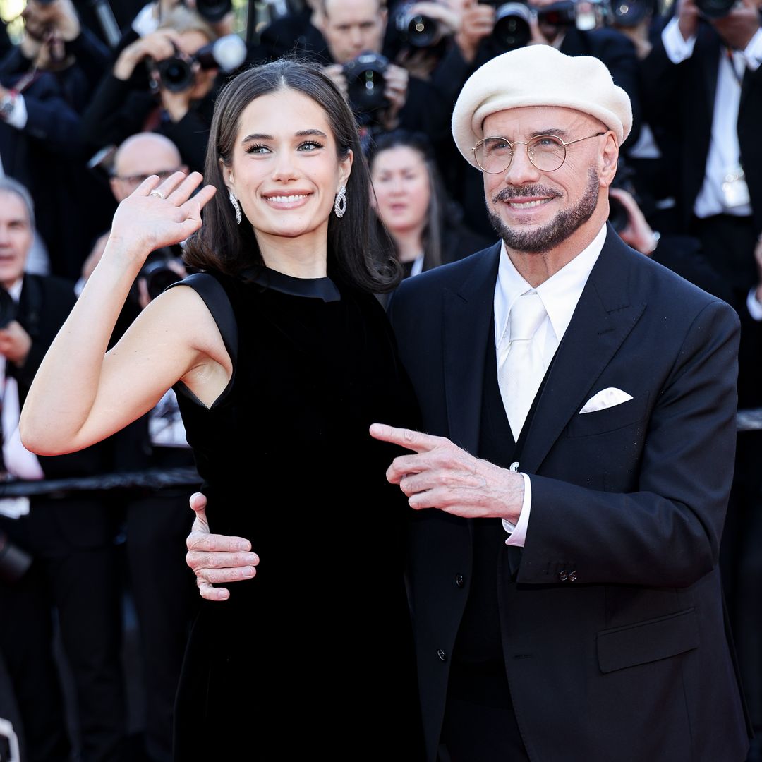 John Travolta and Ella Bleu coordinate in black at the 2026 Cannes Film Festival