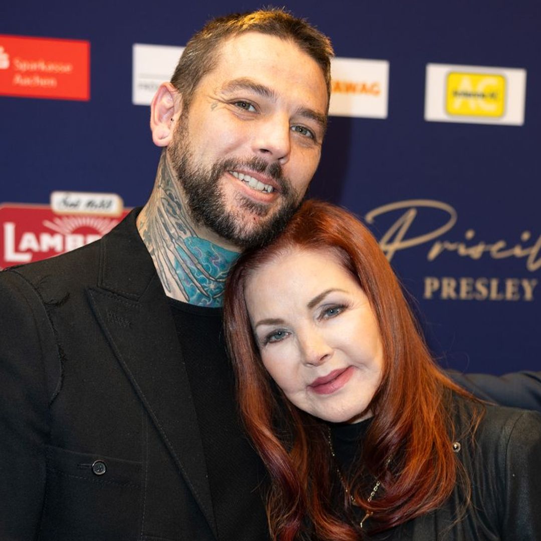 Priscilla Presley introduces son Navarone during a rare mother-son appearance in Germany