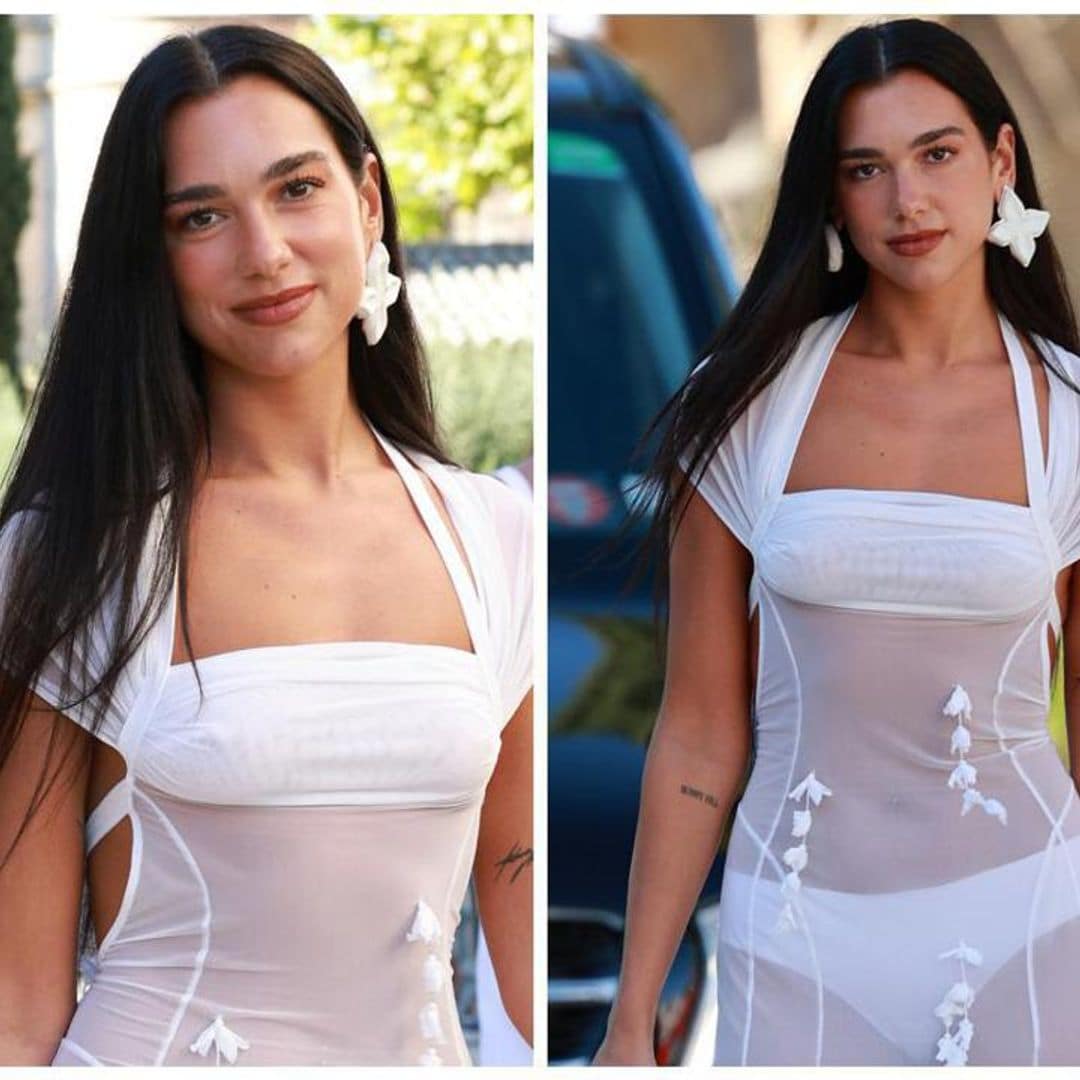 Dua Lipa looks angelic in stunning sheer white dress during wedding in France