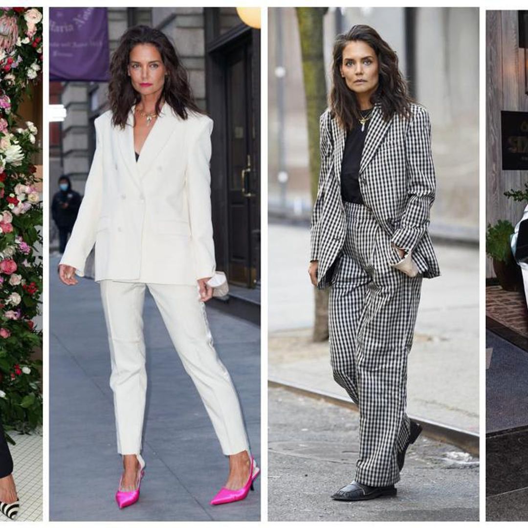 Get power suit inspiration from Katie Holmes who has master the look