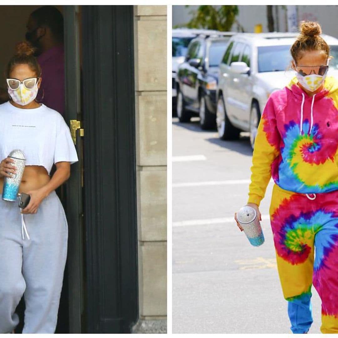 Jennifer Lopez Seen Out in New York City Wearing Bedazzled and Psychedelic Athleisure Looks