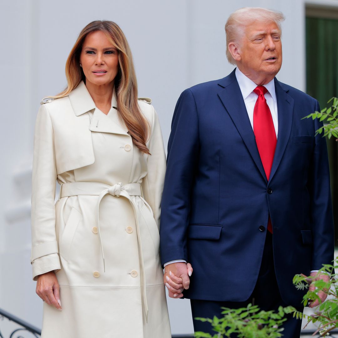 Melania and Donald Trump decorate the White House with Mar-a-Lago umbrellas after controversial Rose Garden makeover