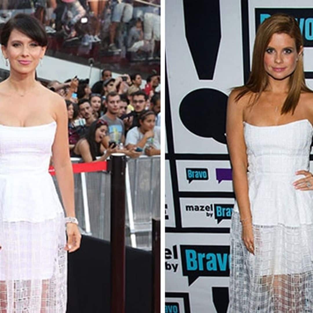 Joanna Garcia Swisher and Hilaria Baldwin wear the same little white dress