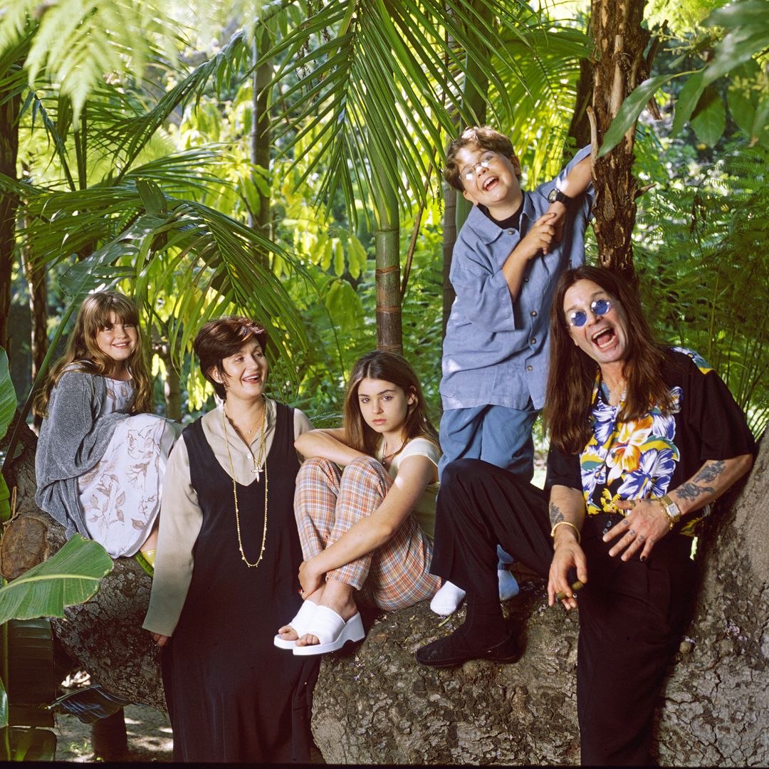 Ozzy Osbourne pictured with his second family that is well known to the public, in the grounds of his luxury home in Coldwater Canyon, Beverly Hills,