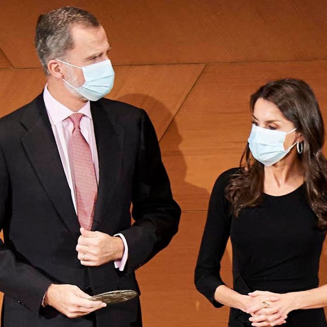 Queen Letizia stuns in slit dress and hoop earrings