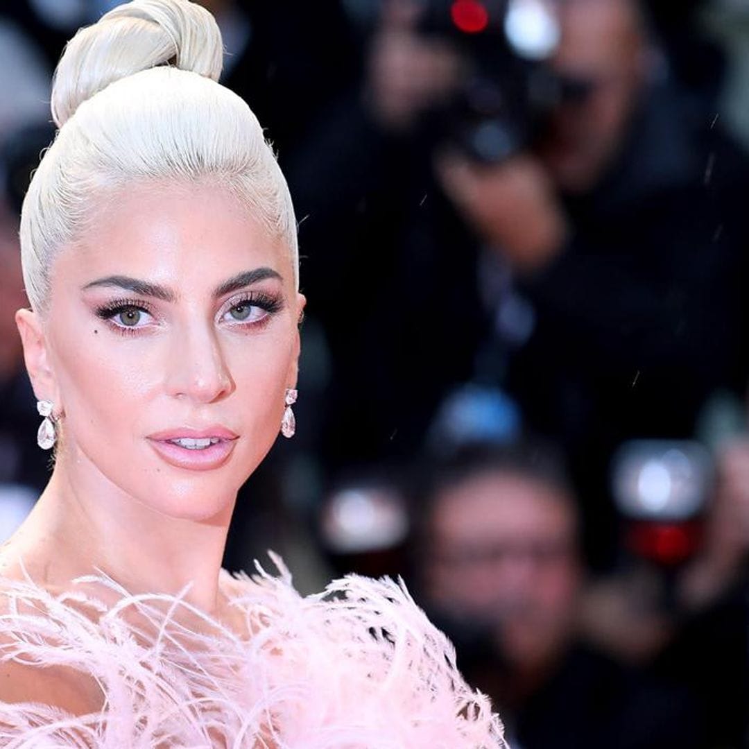 Lady Gaga goes makeup free showing off her sun-kissed complexion and feathered brows