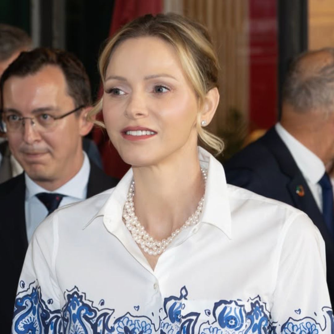 Princess Charlene's ocean-inspired dress and statement pearls steal the spotlight in chic Monaco appearance