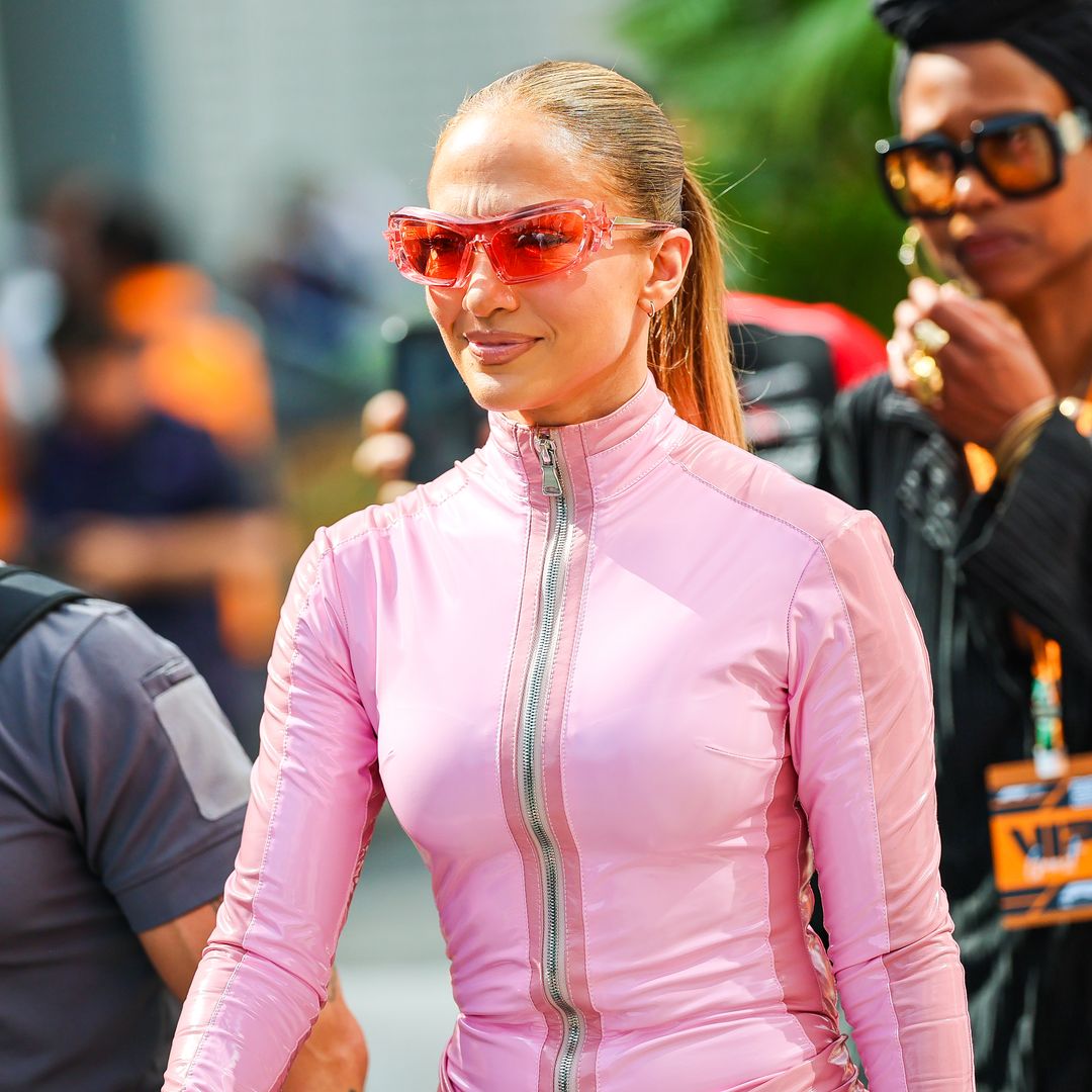 Jennifer Lopez stuns in pink leather catsuit as she arrives at the F1 Grand Prix in Saudi Arabia