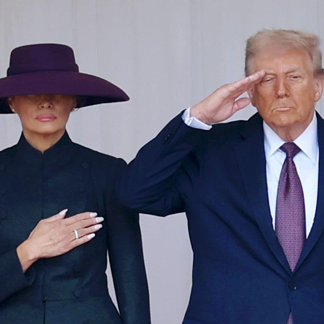 Melania Trump pairs haute couture and royal-worthy hat for meeting with King and Queen of England