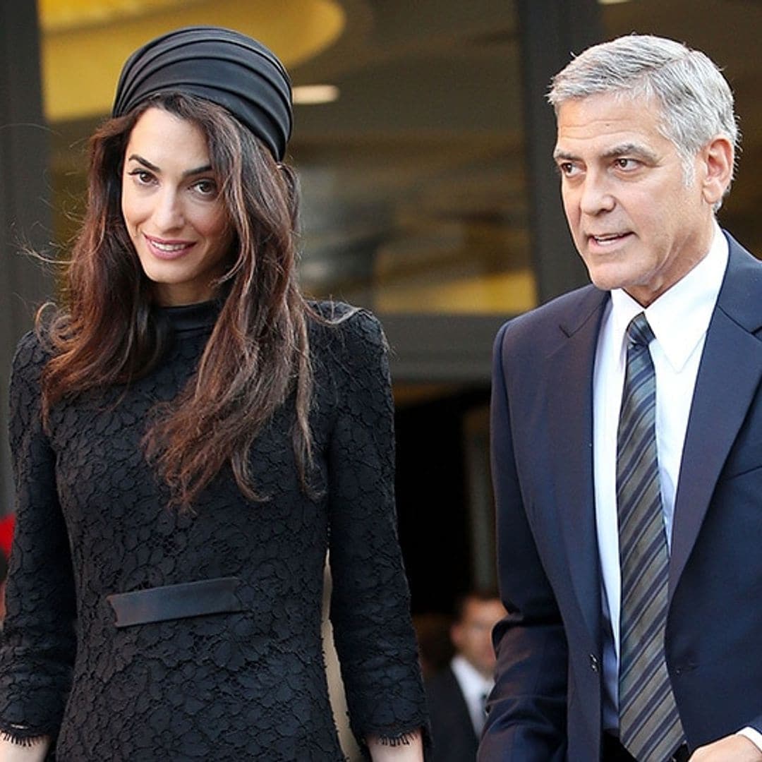 George and Amal Clooney meet with Pope Francis at the Vatican