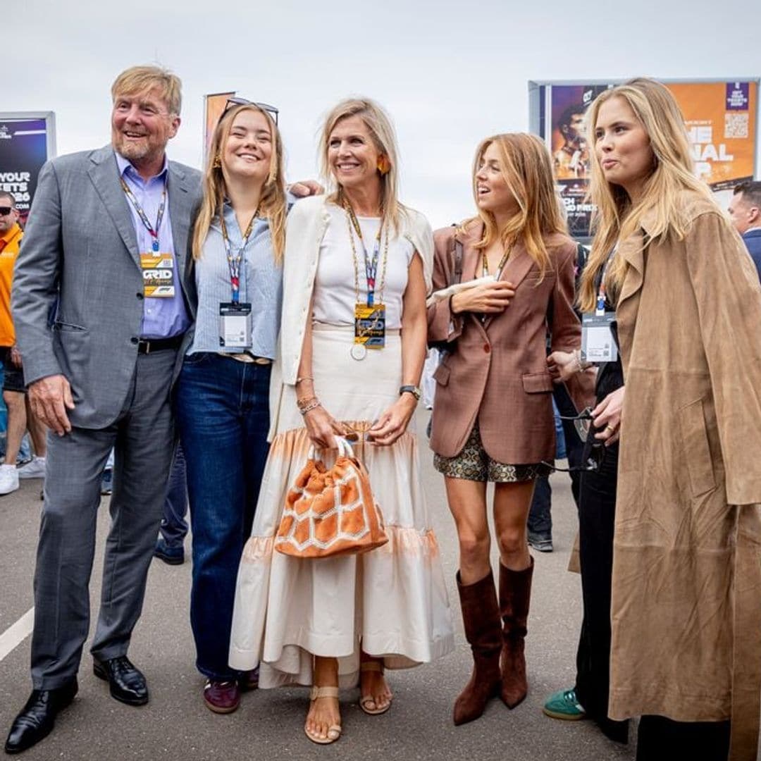 Queen Máxima’s witty F1 remark steals the show at the Dutch Grand Prix with Princesses Amalia, Alexia, and Ariane by her side