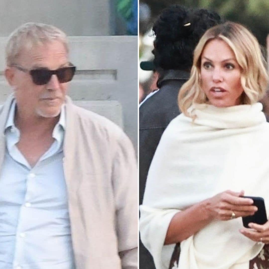 Kevin Costner and Christine Baumgartner reunite but keep their distance