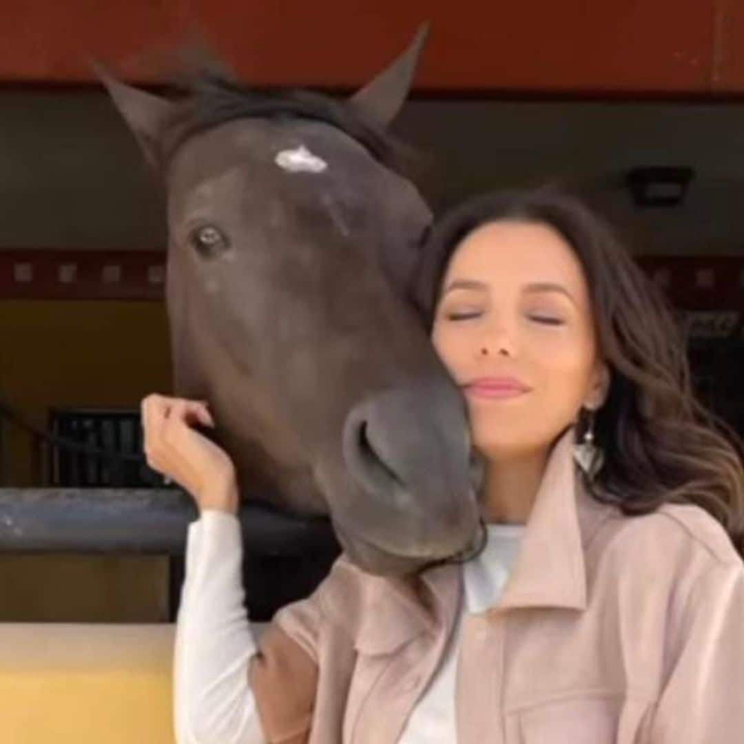 Eva Longoria spends time in Mexico and nuzzles up with a horse