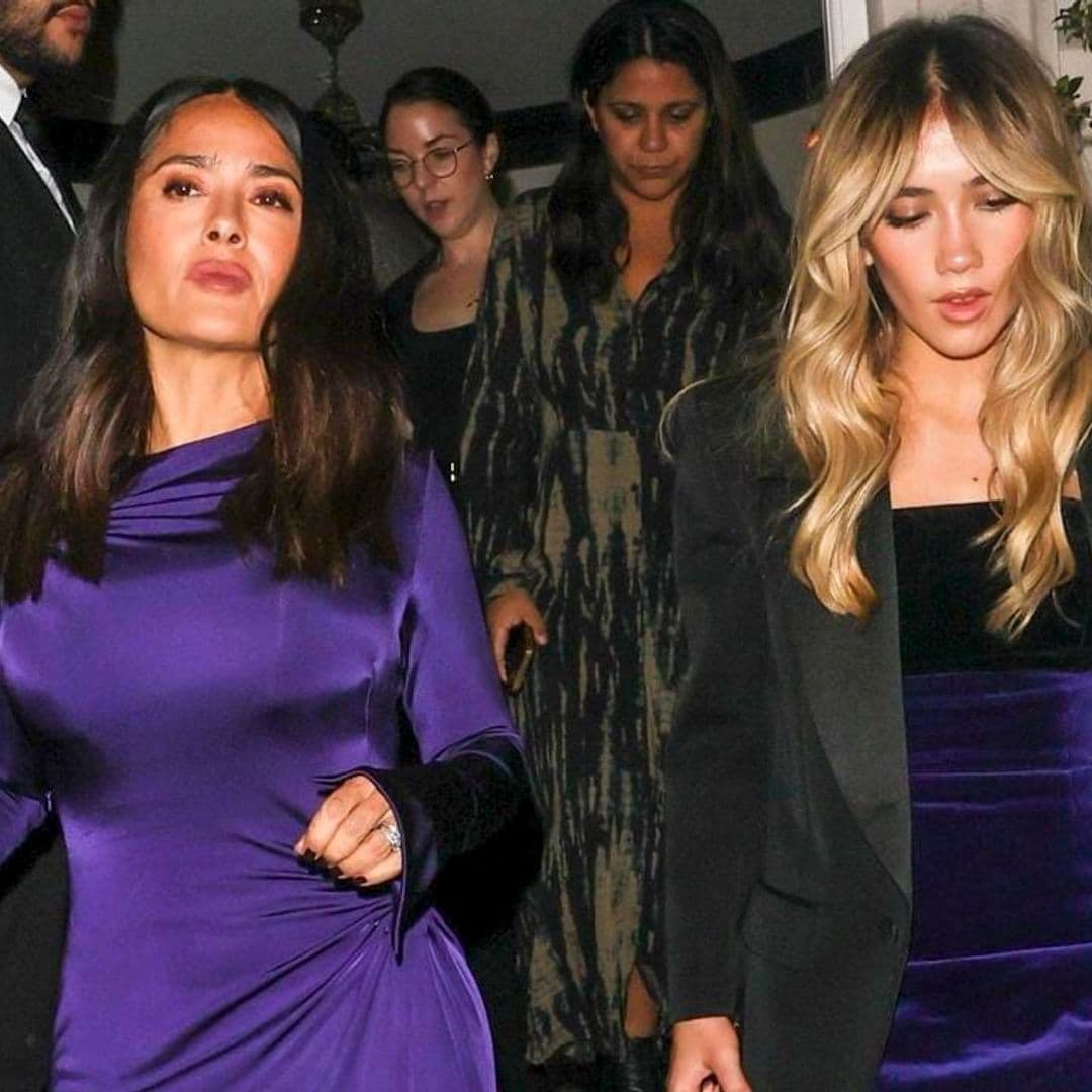 Salma Hayek and Valentina Paloma stun in matching purple outfits