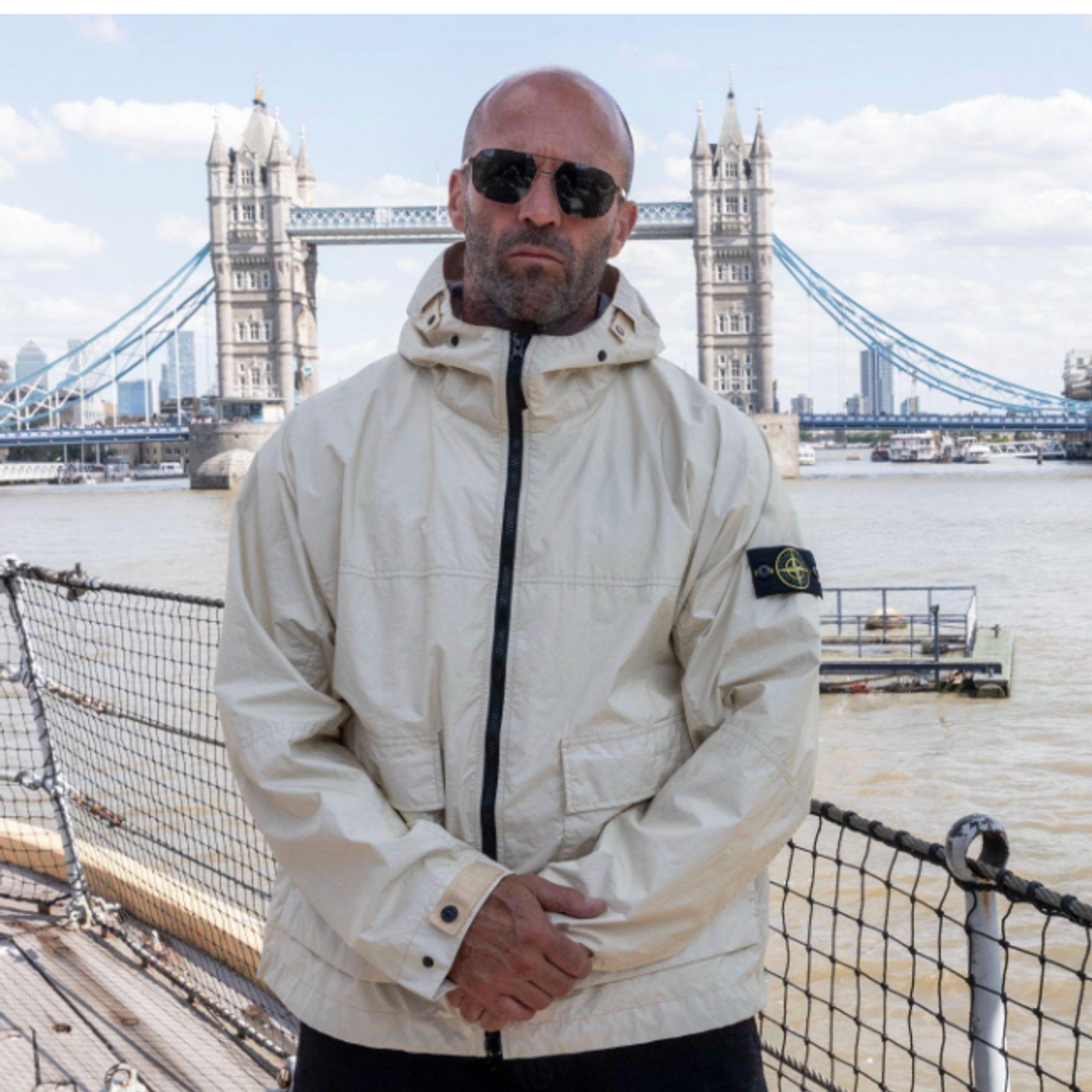 Statham alongside his inflatable double in London