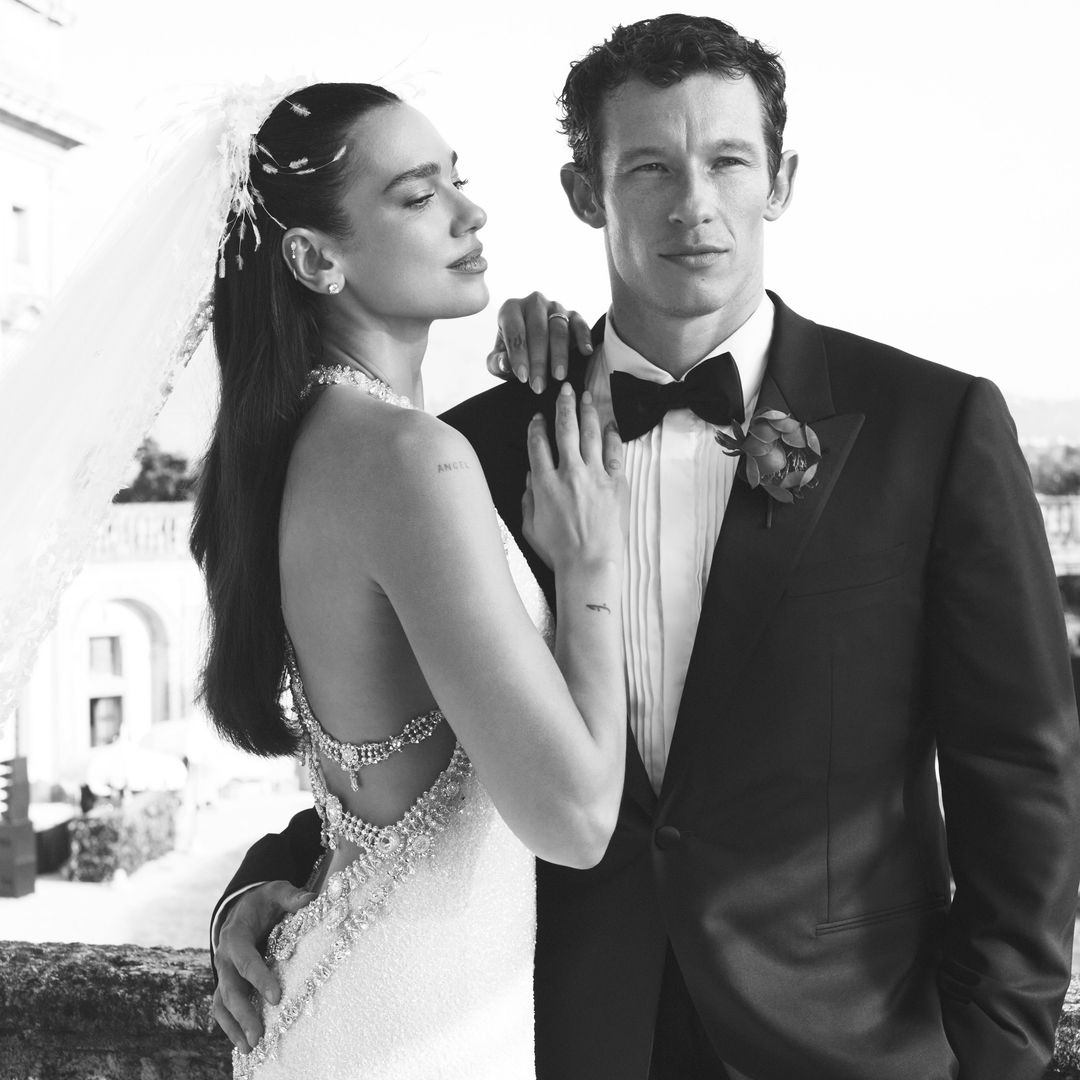 Dua Lipa shares a glimpse of her custom Chanel wedding gown in dreamy photos with husband Callum Turner