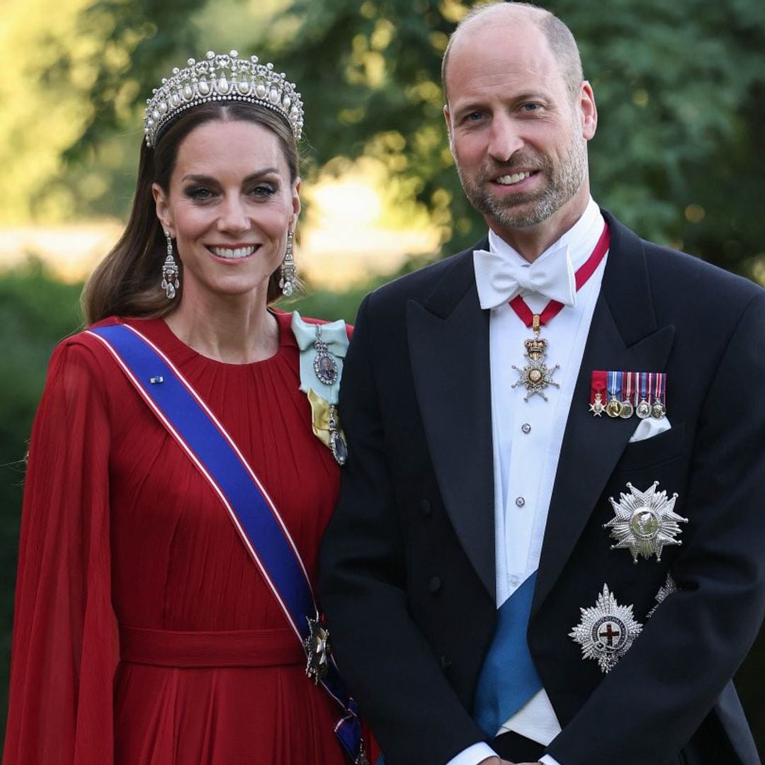 The Princess of Wales stuns for her first tiara appearance since 2023 wearing gown by her wedding dress designer