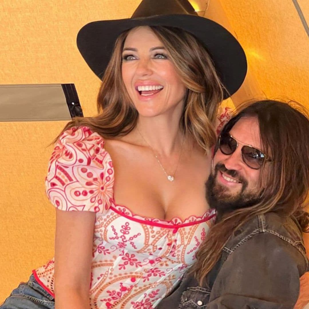 Elizabeth Hurley wears nothing but gold necklace to celebrate 60th birthday: 'The love of my life,' Billy Ray Cyrus declared