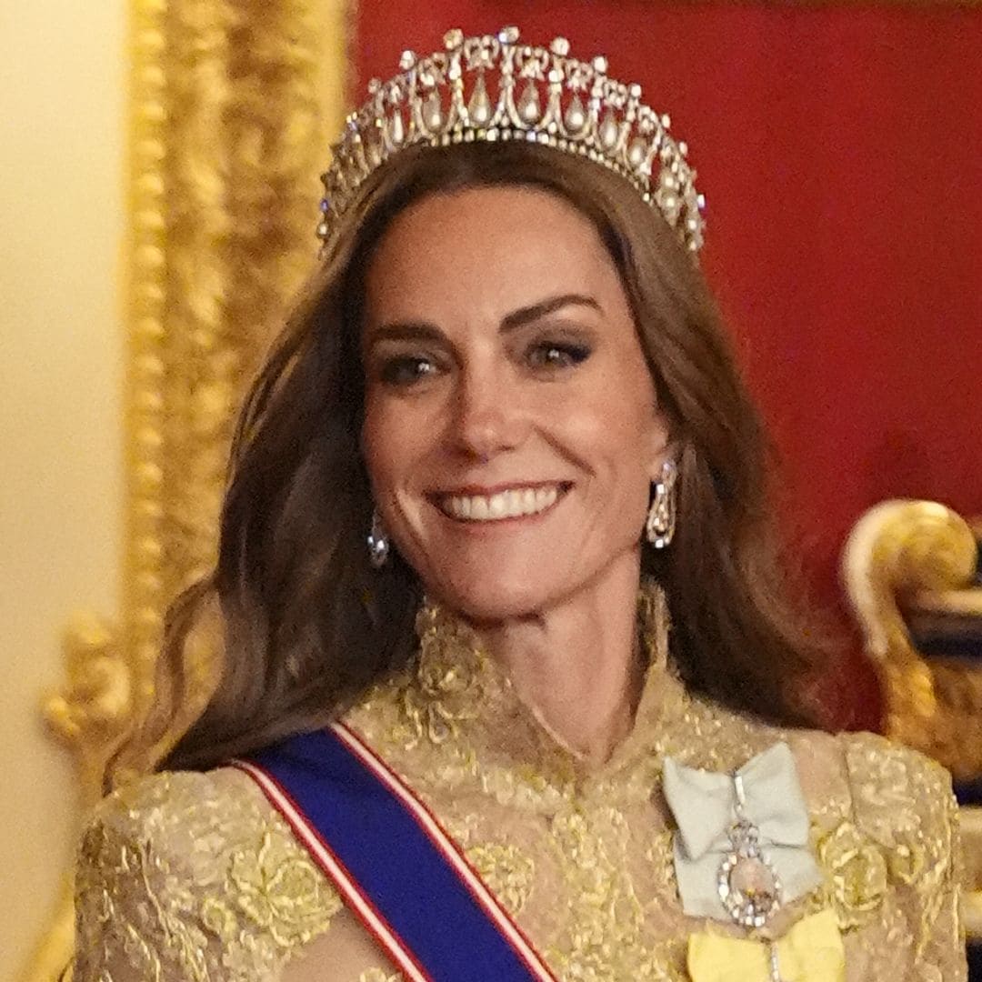 The Princess of Wales is regal in gold for dinner with Donald and Melania Trump