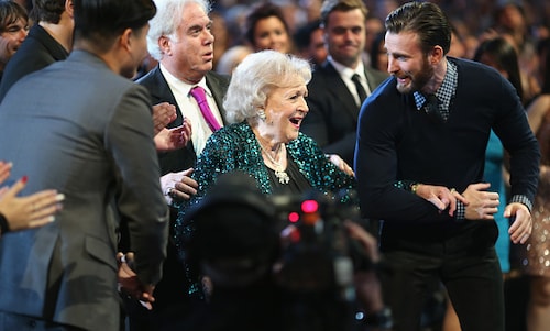 Chris Evans serves as Betty White's arm candy at People's Choice Awards