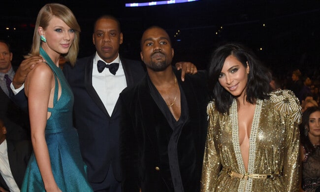 Taylor Swift makes nice with Kanye West and Diplo at Grammy Awards