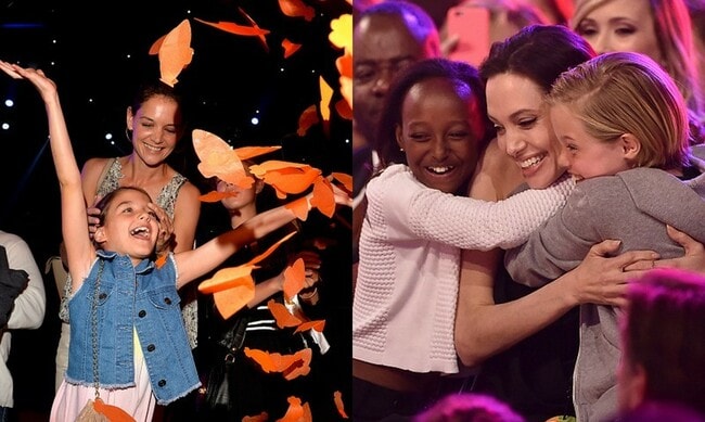 Angelina Jolie, Katie Holmes have blast with daughters at Kids' Choice Awards