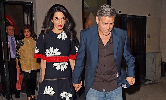 George Clooney and Amal enjoy a night out with her family in New York