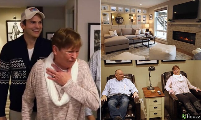 Ashton Kutcher surprises mom by transforming his childhood home