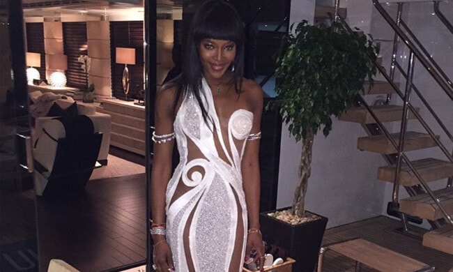 Naomi Campbell rings in her 45th birthday with Leonardo DiCaprio