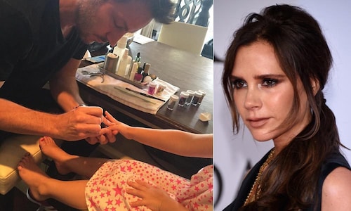 Victoria Beckham treats daughter Harper to a celebrity manicure