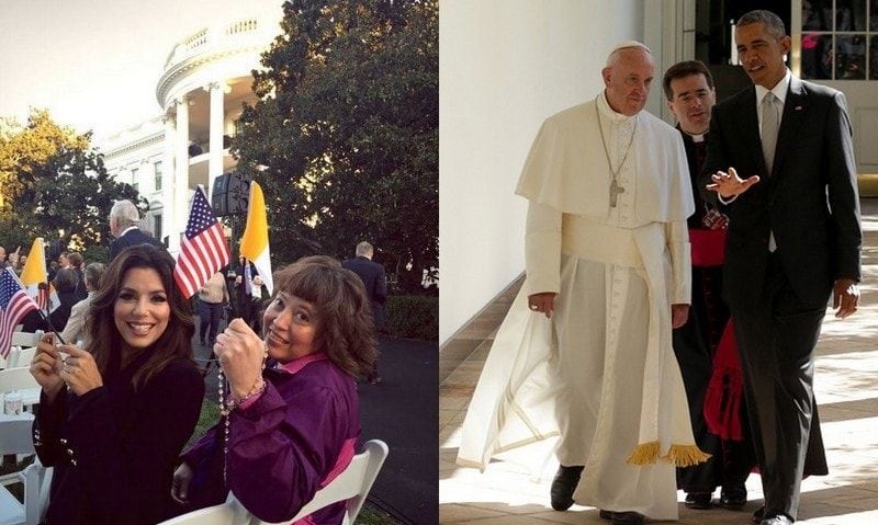 Eva Longoria takes her sister to meet Pope Francis at the White House