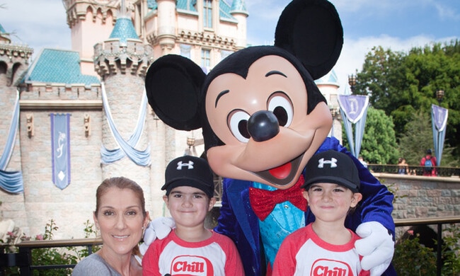Celine Dion takes her twin sons to Disneyland