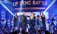 Gigi Hadid performs with the Backstreet Boys on 'Lip Sync Battle'