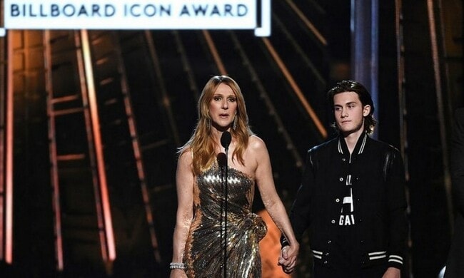 Celine Dion brought to tears as she accepts Billboard Music Icon Award from son René-Charles
