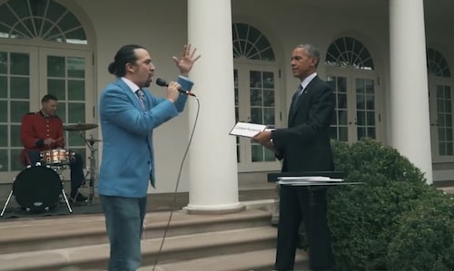 Watch: President Obama and 'Hamilton' star team up for freestyle rap at the White House