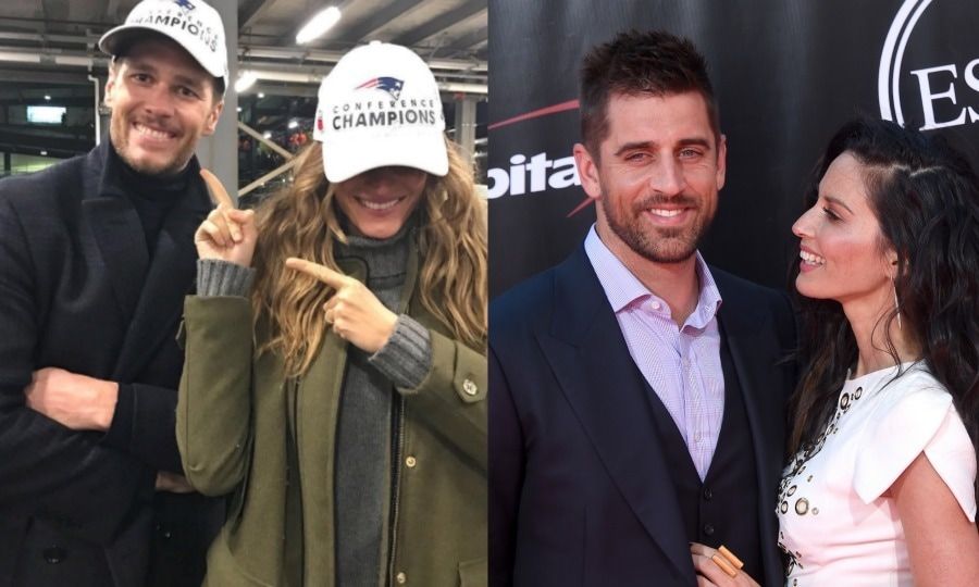 Gisele Bundchen congratulates Tom Brady after win while Olivia Munn consoles Aaron Rodgers after loss