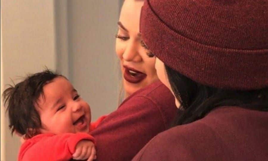 Dream Kardashian smiles big for aunts Khloe and Kylie Jenner
