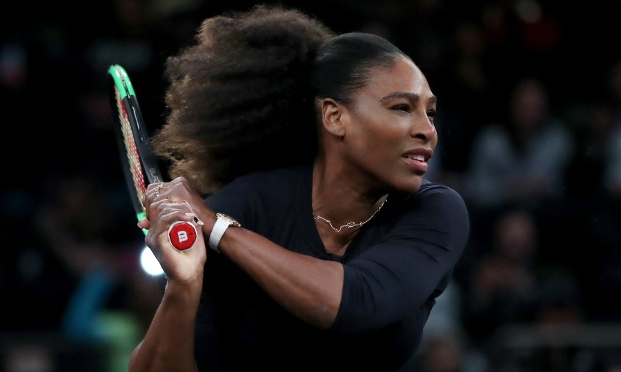 Serena Williams plays first tennis match since welcoming baby while sporting meaningful pin