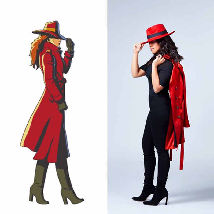 Red trench on sale coat carmen sandiego