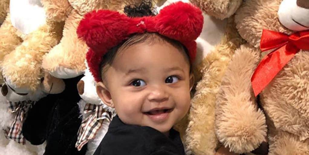 Priceless: Kylie Jenner's daughter Stormi watches her dad perform at Super Bowl halftime