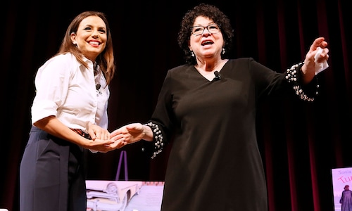 What are Eva Longoria and baby Santi doing with Supreme Court Justice Sonia Sotomayor?