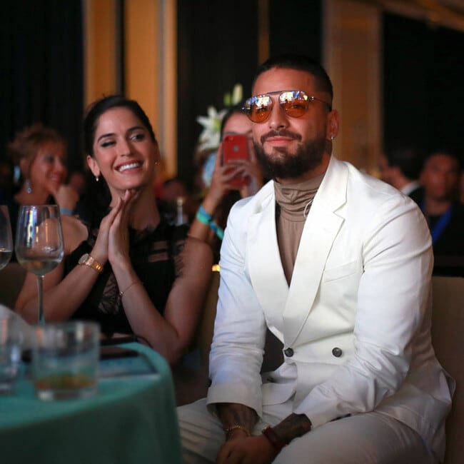 Maluma steps out in white suit as he sweetly celebrates ASCAP Latino Awards with Natalia Barulich