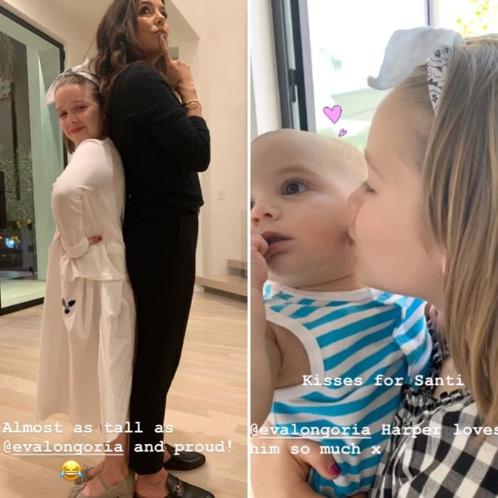 Harper Beckham And Baby Santiago Bond At Eva Longoria S Easter Party