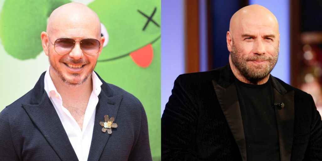 John Travolta reveals that Mr. 305 Pitbull motivated him to rock the bald look!