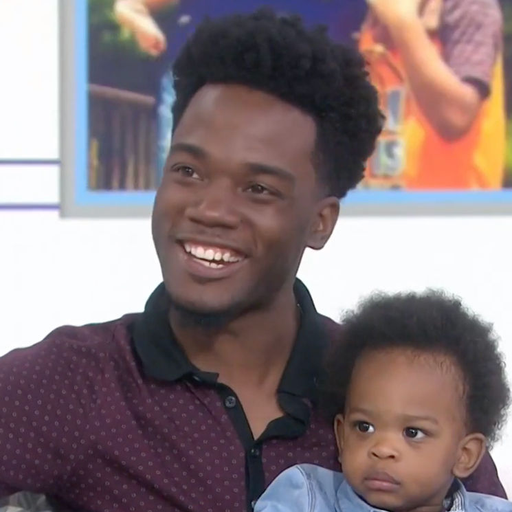 The babbling baby and his father make their first TV show appearance
