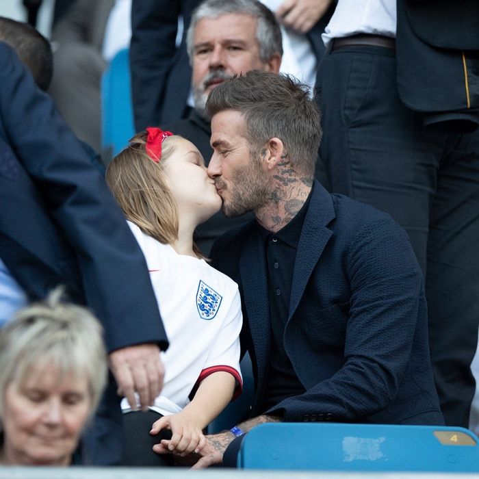 David Beckham and daughter Harper share sweet kiss at Women's World Cup