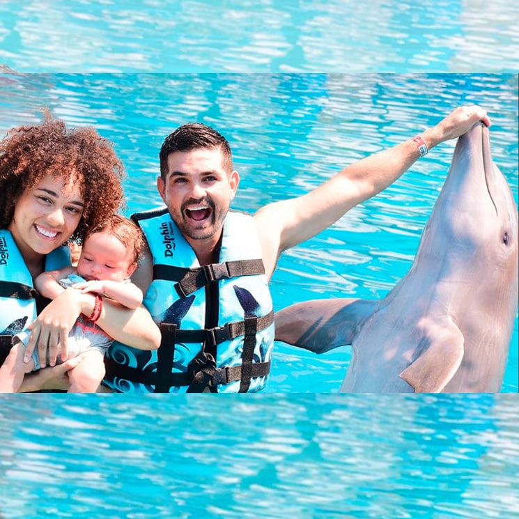 Ferdinando Valencia´s family swims with dolphins