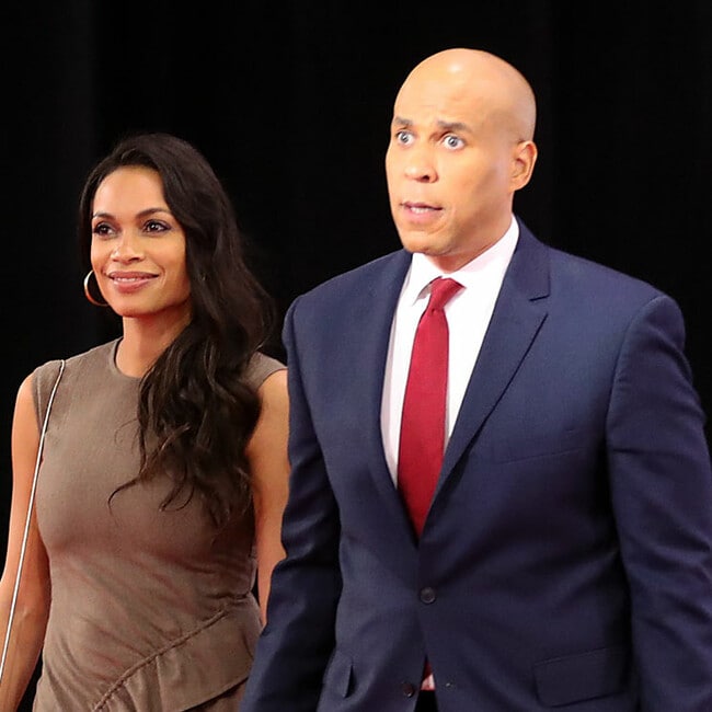 Rosario Dawson is in First Lady mode as she attends her first debate with Cory Booker